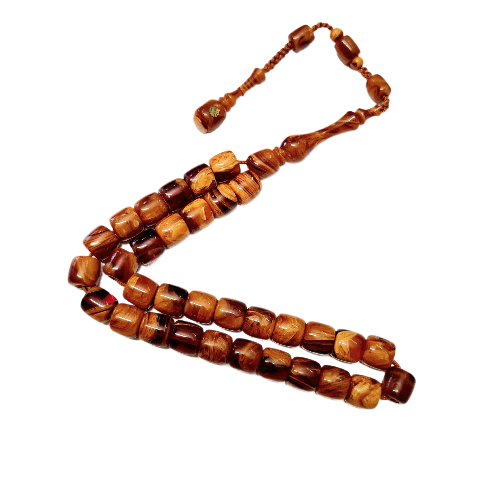 Master Craftsmanship, Handmade, Dry Lathe Workmanship, Collectible, Moire Czechoslovak Katalin Knife Set, Prayer Beads, 10.5X10.5 mm, 41 Gr, in a Special Velvet Box