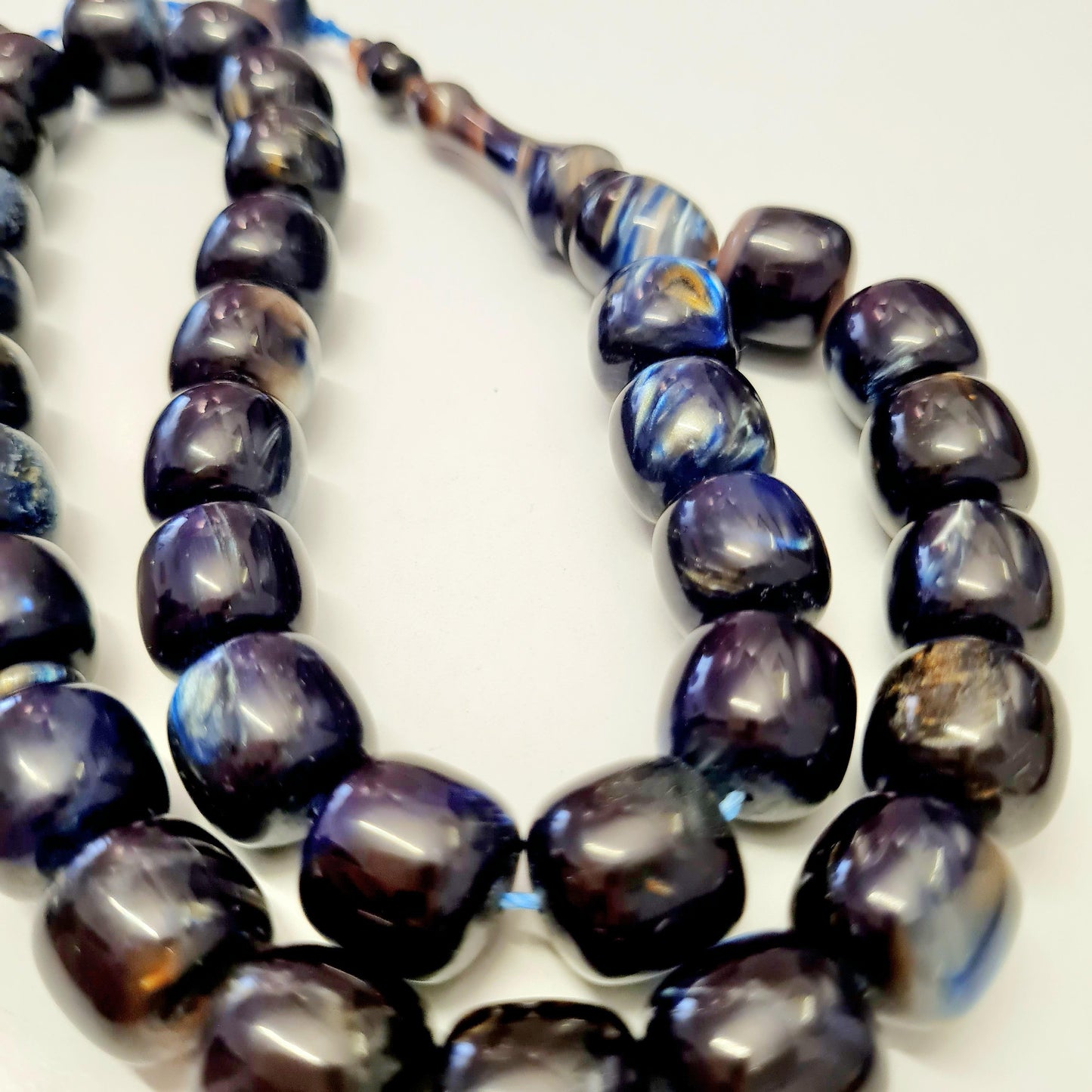 Collectible Katalin Prayer Beads, Handmade, 33 Beads, Moire Large Beads, 19x18 mm, 81 Gr, 44 cm, Special Velvet Box