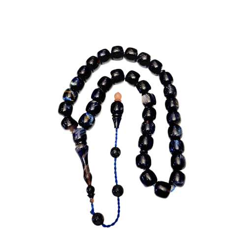 Collectible Katalin Prayer Beads, Handmade, 33 Beads, Moire Large Beads, 19x18 mm, 81 Gr, 44 cm, Special Velvet Box