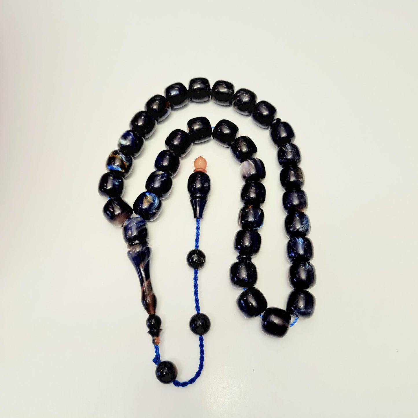 Collectible Katalin Prayer Beads, Handmade, 33 Beads, Moire Large Beads, 19x18 mm, 81 Gr, 44 cm, Special Velvet Box