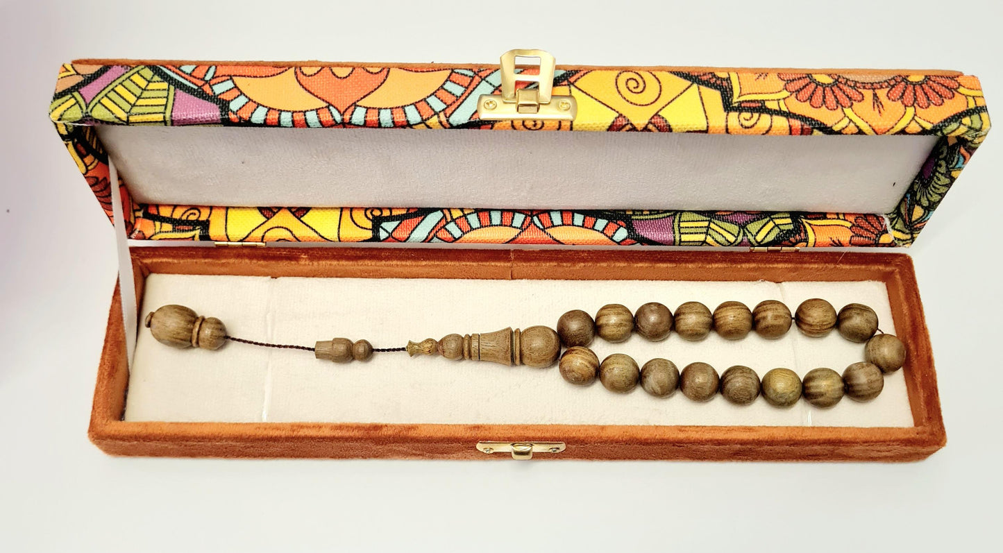Master Handmade Ebony Collectible Wrist Size 17 Beaded Prayer Beads 18X18 mm 40 Gr Scented Ebony Prayer Beads in Special Velvet Box