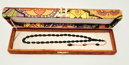 Master Handmade Caretta Caretta Turtle Collectible Prayer Beads in Special Velvet Box, Sequential System, Pen Workmanship, 6X10 mm, 34 cm, 10 Gr