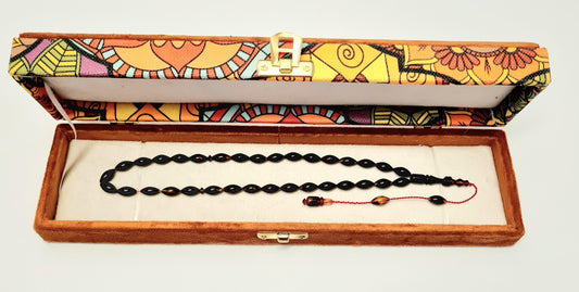 Master Handmade Caretta Caretta Turtle Collectible Prayer Beads in Special Velvet Box, Sequential System, Pen Workmanship, 6X10 mm, 34 cm, 10 Gr