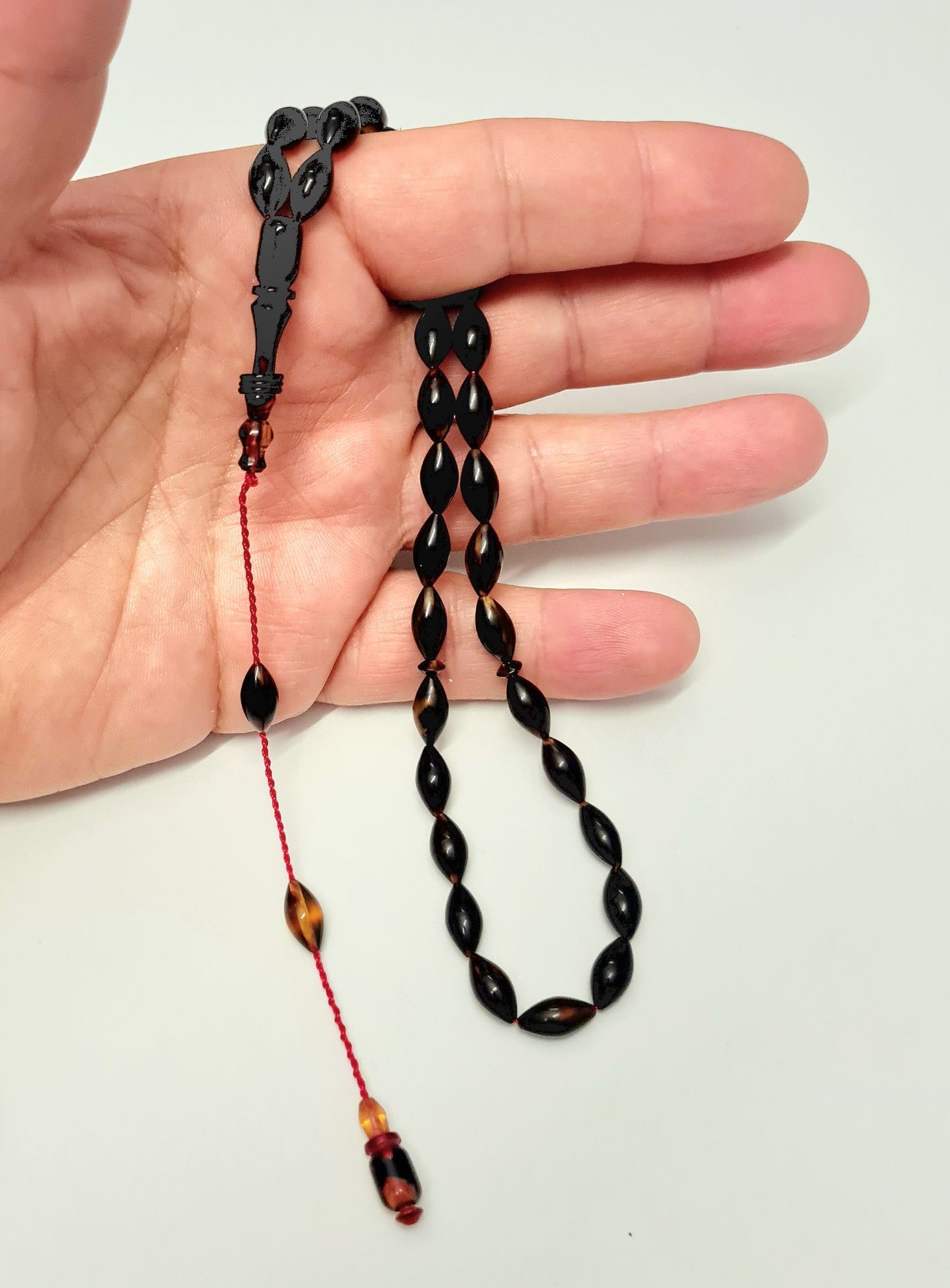 Master Handmade Caretta Caretta Turtle Collectible Prayer Beads in Special Velvet Box, Sequential System, Pen Workmanship, 6X10 mm, 34 cm, 10 Gr