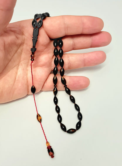 Master Handmade Caretta Caretta Turtle Collectible Prayer Beads in Special Velvet Box, Sequential System, Pen Workmanship, 6X10 mm, 34 cm, 10 Gr