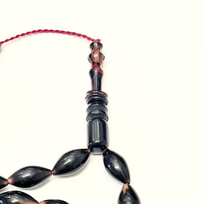 Master Handmade Caretta Caretta Turtle Collectible Prayer Beads in Special Velvet Box, Sequential System, Pen Workmanship, 6X10 mm, 34 cm, 10 Gr