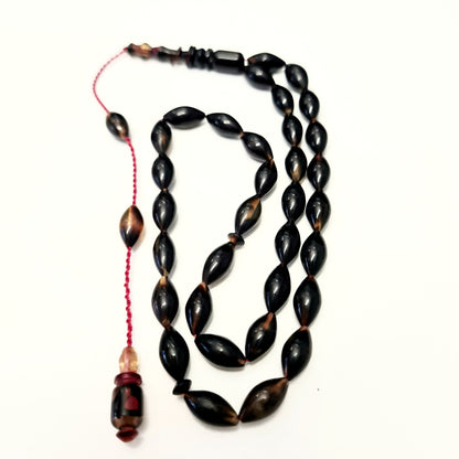 Master Handmade Caretta Caretta Turtle Collectible Prayer Beads in Special Velvet Box, Sequential System, Pen Workmanship, 6X10 mm, 34 cm, 10 Gr