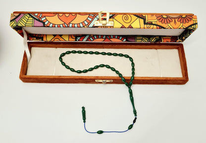 Katalin Prayer Beads Made from Bowling Balls in a Special Velvet Box, 5x10 mm 10 Gr, Dry Lathe Master Handwork Collectible Prayer Beads