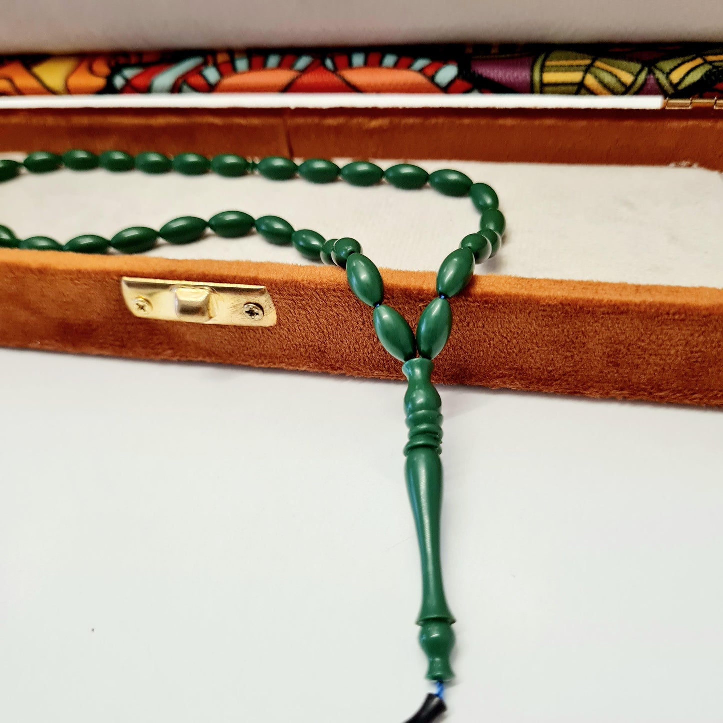 Katalin Prayer Beads Made from Bowling Balls in a Special Velvet Box, 5x10 mm 10 Gr, Dry Lathe Master Handwork Collectible Prayer Beads