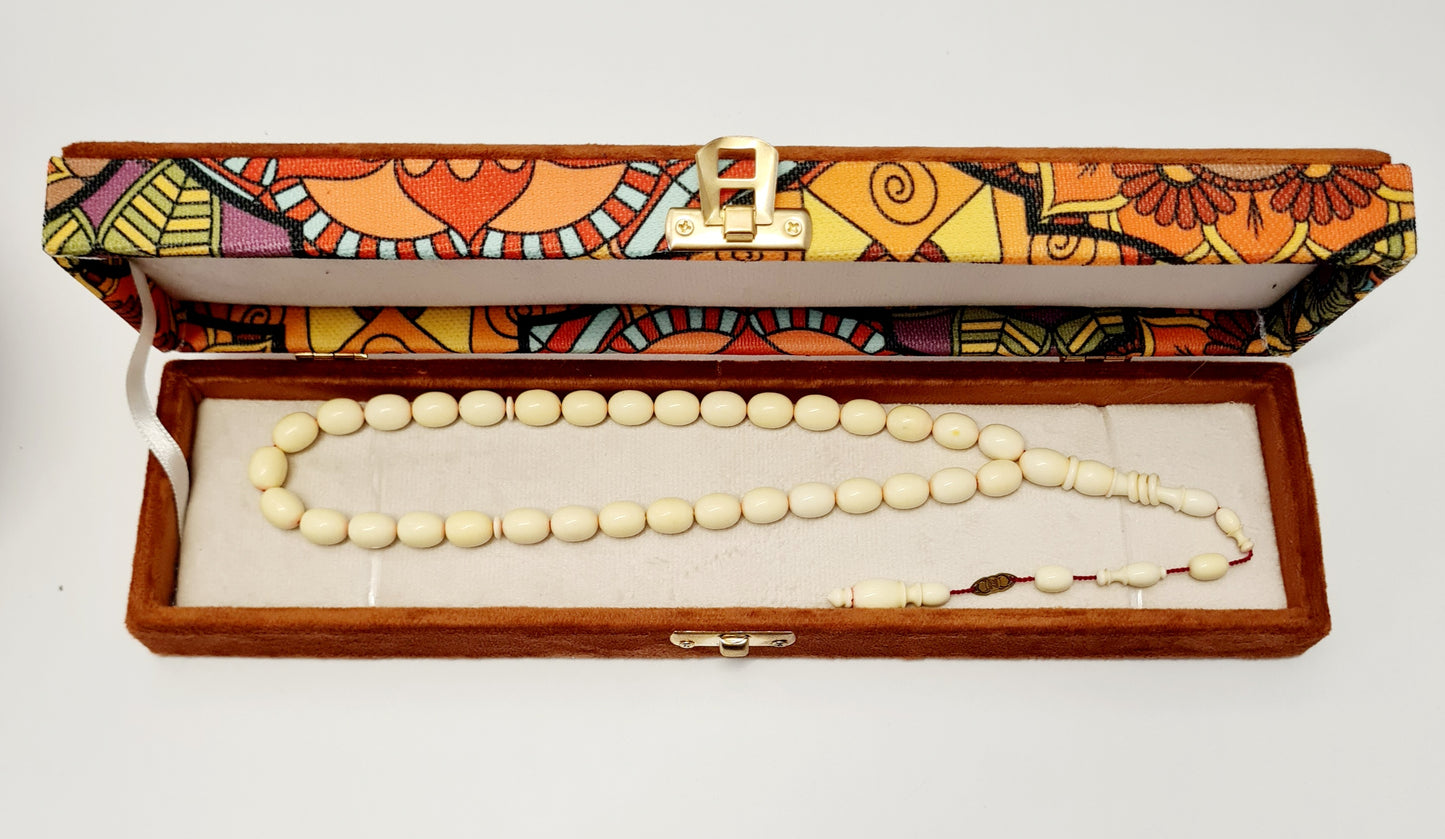 Handmade Mahjong Stone Prayer Beads, 9x12 mm, 26 Grams, Dry Lathe Work, Collectible