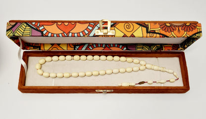 Handmade Mahjong Stone Prayer Beads, 9x12 mm, 26 Grams, Dry Lathe Work, Collectible