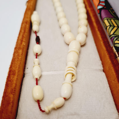 Handmade Mahjong Stone Prayer Beads, 9x12 mm, 26 Grams, Dry Lathe Work, Collectible