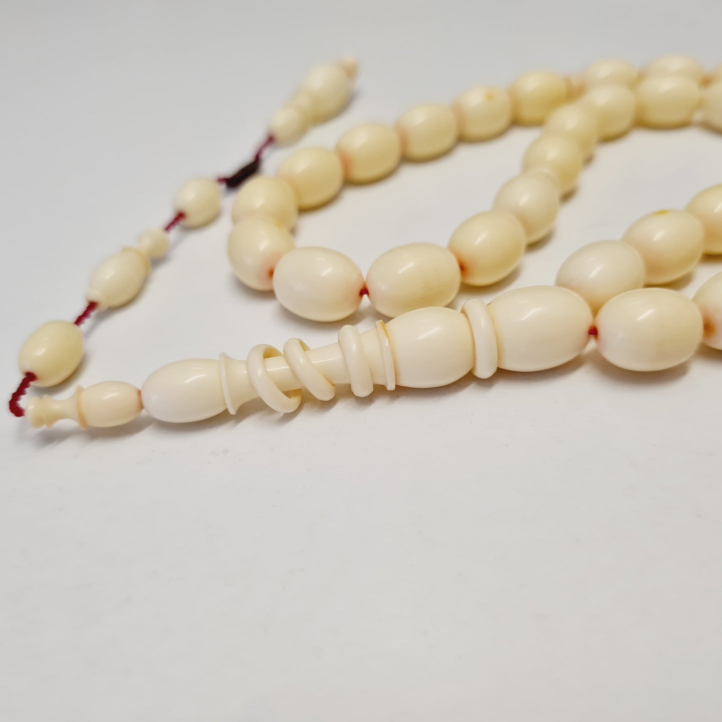 Handmade Mahjong Stone Prayer Beads, 9x12 mm, 26 Grams, Dry Lathe Work, Collectible
