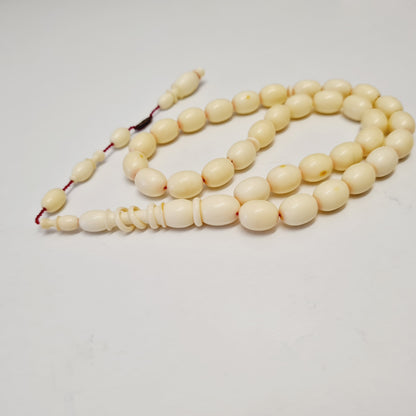 Handmade Mahjong Stone Prayer Beads, 8 x 11.5 mm, 21 Grams, Dry Lathe Work, Collectible