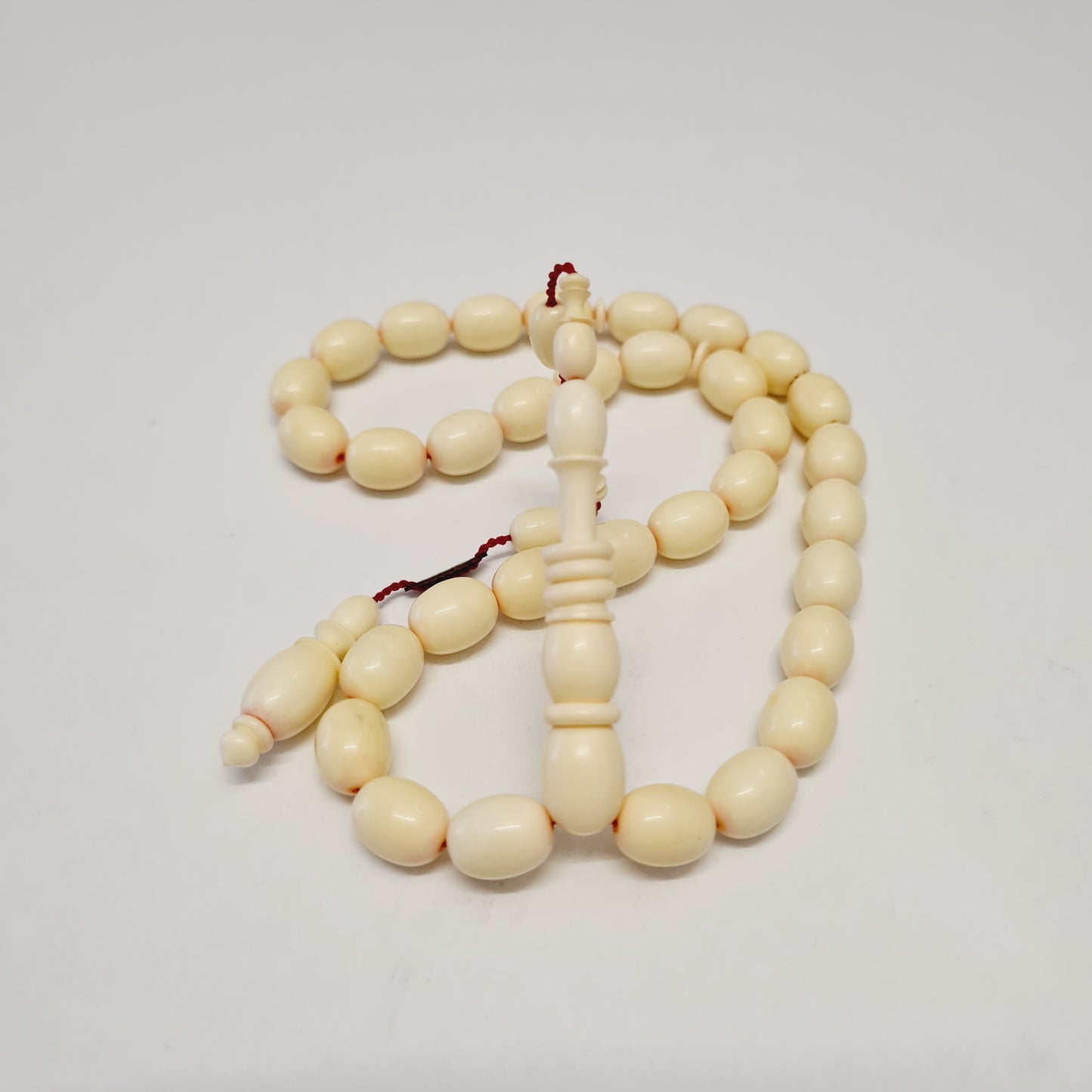 Handmade Mahjong Stone Prayer Beads, 8 x 11.5 mm, 21 Grams, Dry Lathe Work, Collectible