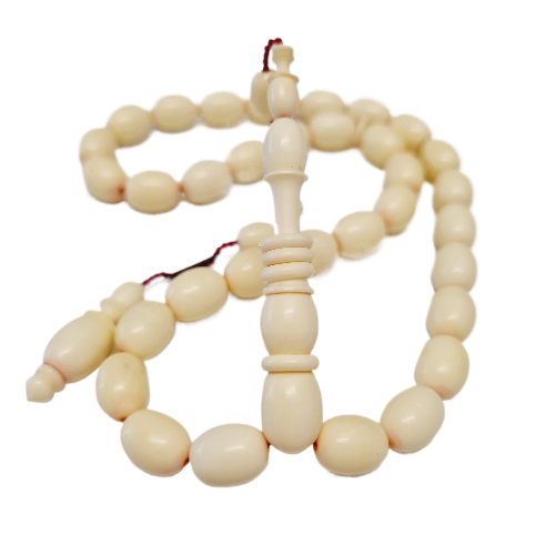 Handmade Mahjong Stone Prayer Beads, 9x12 mm, 26 Grams, Dry Lathe Work, Collectible