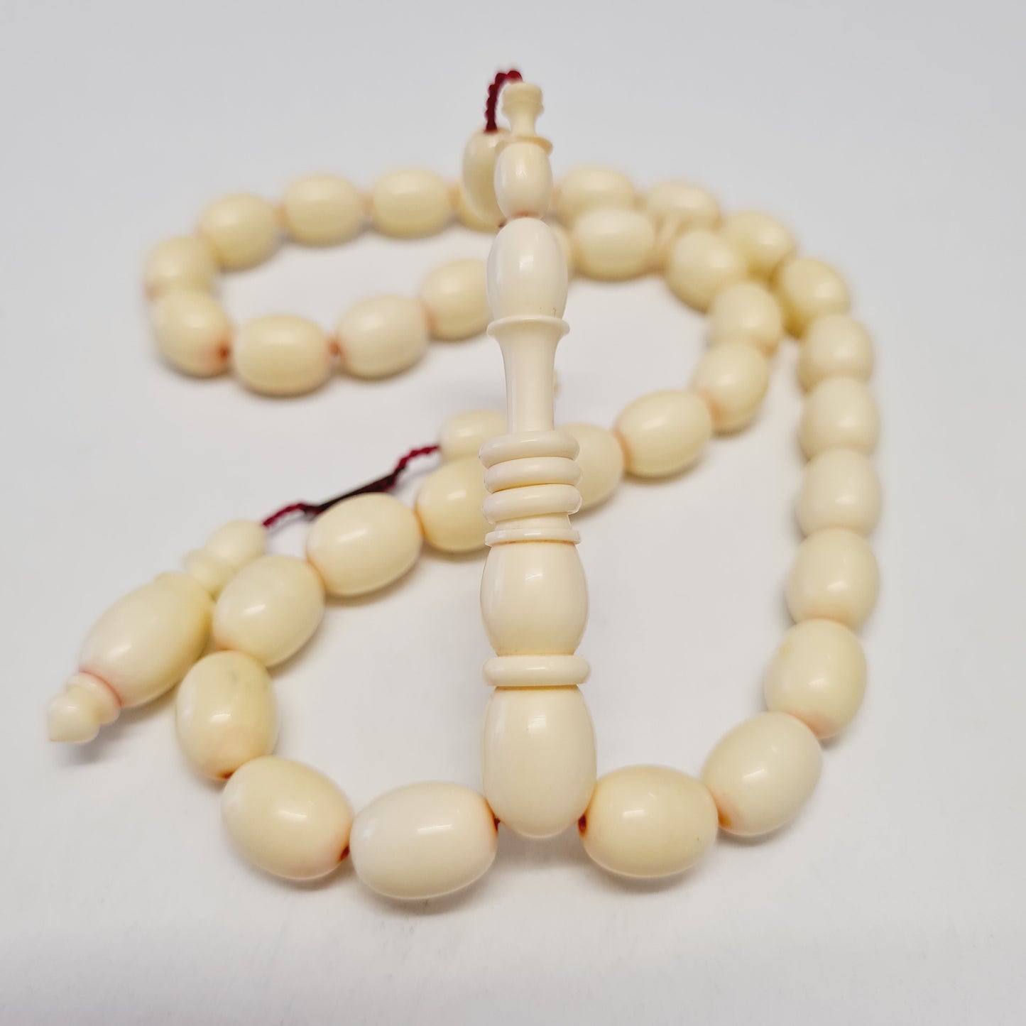 Handmade Mahjong Stone Prayer Beads, 9x12 mm, 26 Grams, Dry Lathe Work, Collectible
