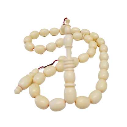 Handmade Mahjong Stone Prayer Beads, 8 x 11.5 mm, 21 Grams, Dry Lathe Work, Collectible