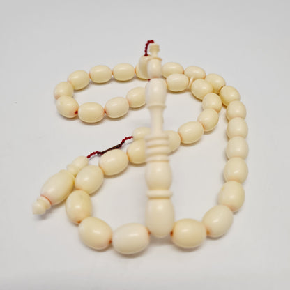 Handmade Mahjong Stone Prayer Beads, 9x12 mm, 26 Grams, Dry Lathe Work, Collectible