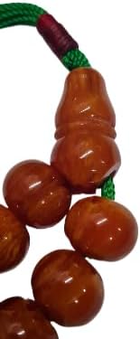 164 Gr 20X16 mm Habbe Ölçülerde 50 cm Uzunluğunda Eski Döküm Bowling Topundan Çubuk Katalin Malzeme Kuru Torna El Yapımı Usta İşi Kolleksiyonluk Büyük Boy Özel Tespih (HARELİ TURUNCU)