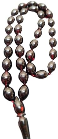 8 X 11 mm, 34 cm, 23 gr Master Dry Lathe Handmade Old Casting Material Shaved, Moire Collectible Kzaziye Silver Tasseled Prayer Beads
