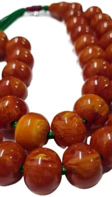 164 Gr 20X16 mm Habbe Ölçülerde 50 cm Uzunluğunda Eski Döküm Bowling Topundan Çubuk Katalin Malzeme Kuru Torna El Yapımı Usta İşi Kolleksiyonluk Büyük Boy Özel Tespih (HARELİ TURUNCU)