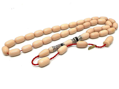 7 X 11 mm 34 cm Eski döküm Fransız Galilit Katalin Malzeme Usta Yapımı Kuru El tornası Mükemmel Kolleksiyonluk Tespih Usta İmzalı Gümüş Nakkaş İşlemeli İmame