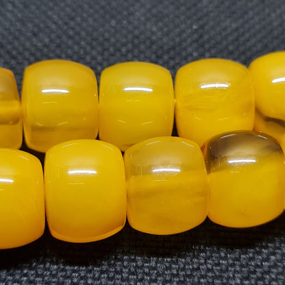 Sarı Katalin Tesbih, 38 cm Uzunluk, 140 gr Ağırlık, 17x16 mm Boncuk Ölçüsü, Usta İşi Kuru Torna