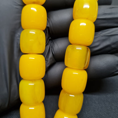 Sarı Katalin Tesbih, 38 cm Uzunluk, 140 gr Ağırlık, 17x16 mm Boncuk Ölçüsü, Usta İşi Kuru Torna