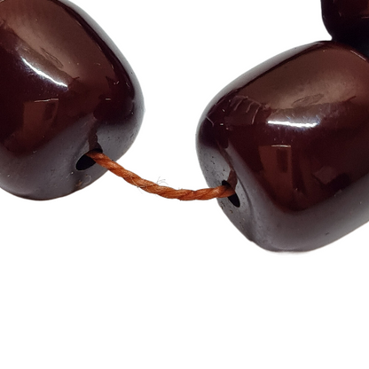 13 X 13 mm, 68 Gr, 37 Cm Örme Püsküllü Eski Obje Malzemeden Yapılma Usta İşi Kuru Torna Kolleksiyonluk Katalin Tespih
