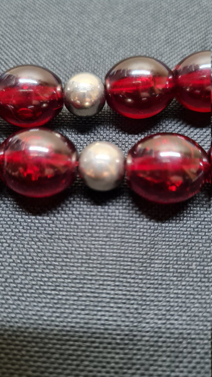 14 X 16 mm, 42 Gr, 25 Cm, EskiDöküm Malzemeden Objeden Yapılma, Usta İşi,El Yapımı Kuru Torna Gümüş Püsküllü Kolleksiyonluk 17 Habbe Tespih