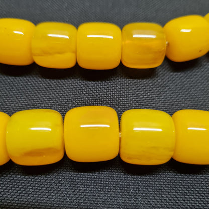 Sarı Katalin Tesbih, 38 cm Uzunluk, 140 gr Ağırlık, 17x16 mm Boncuk Ölçüsü, Usta İşi Kuru Torna