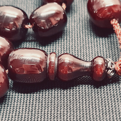 14 X 13 mm, 75 Gr, 40 Cm, Traşlanmış Eski Döküm Malzemeden Yapılma, Usta İşi Kuru Torna Büyük Boy Katalin Tespih