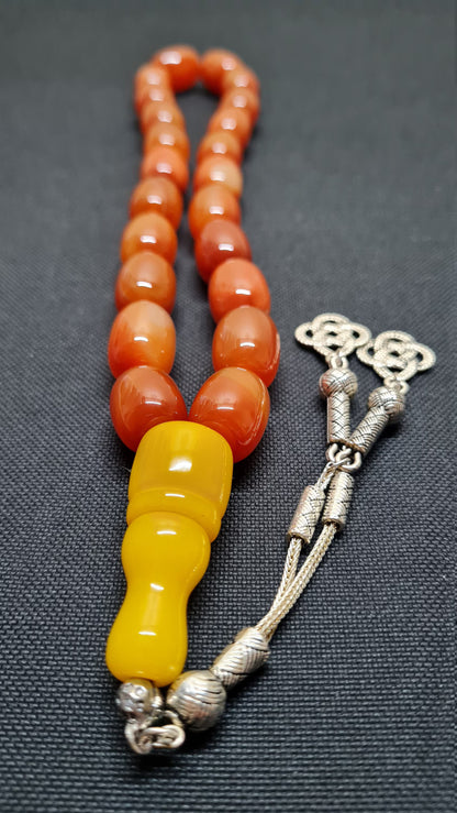 %100 YEMEN Akik Taşı 19 X 14 mm, 137 Gr, 35 Cm, Dev Boy, Katalin İmame İle Usta Kuru Torna El Yapımı Gümüş Püsküllü Kolleksiyonluk Büyük Boy Akik Tespih