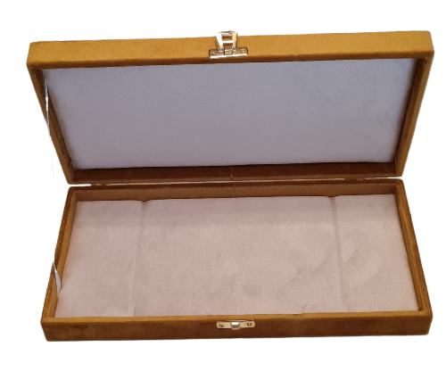 Kadife Kaplı Lüks Tespih ve Takı Kutusu, Özel Desenli, Kolye ve Bileklik İçin Hediyelik Kutu, Yumuşak İç Yüzeyli Şık Mücevher Kutusu (TABA, 15X30)